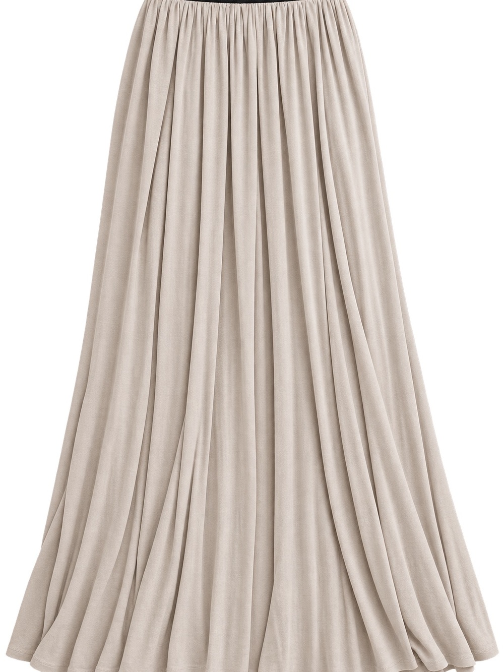 LC Lauren Conrad XS Beige Flowy Maxi Skirt Black Waistband